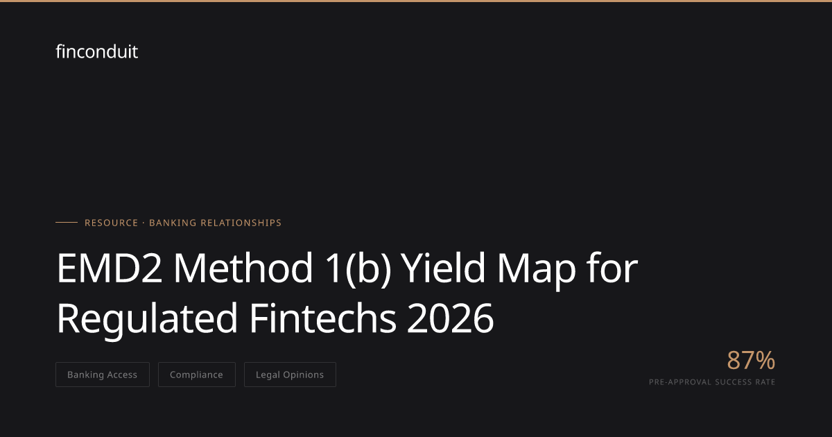 EMD2 Method 1(b) Yield Map for Regulated Fintechs 2026 | finconduit